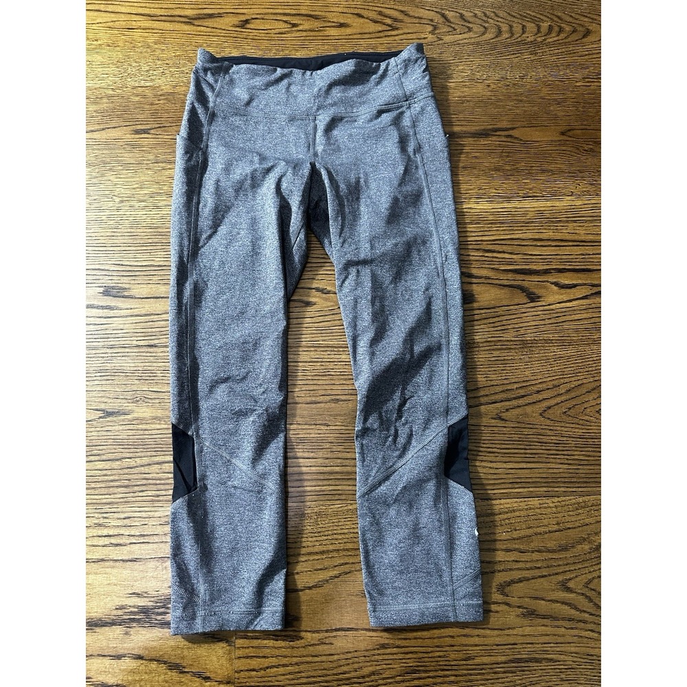 Lululemon Women's Size 6 Gray/Black Leggings Workout R60416 Zipper Pocket